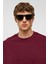 Basic Oversize Bisiklet Yaka Tişört Bordo 5