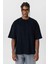Basic Oversize Bisiklet Yaka Tişört Siyah 3