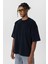 Basic Oversize Bisiklet Yaka Tişört Siyah 4
