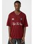 Baskılı Oversize Forma Tişört Bordo 3