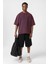 Yıkamalı Oversize Tişört Bordo 1