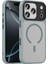 iPhone 17 Pro Max Kılıf Mat Arka Yüzey Wireless Şarj Özellikli Renkli Kaliteli Flet M-Safe Kapak - Gri 1