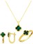 Yeşil Taşlı Yonca Altın Takı Seti 14 Ayar 1
