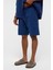 Oversize Keten Şort Lacivert 3