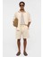 Oversize Keten Şort Naturel 1