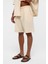 Oversize Keten Şort Naturel 3