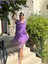 NC50848 Italyan Pamuk Keten Astarlı Elbise Mor 7