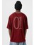 Baskılı Oversize Forma Tişört Bordo 5