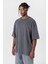 Basic Oversize Bisiklet Yaka Tişört Antrasit 3