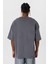 Basic Oversize Bisiklet Yaka Tişört Antrasit 5
