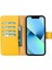 Apple iPhone 13 Pro Uyumlu Deri Cüzdanlı Kılıf Limon Sarı 4