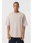 Yıkamalı Oversize Arka Baskılı Tişört Taş 3