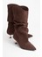 Steın Kahverengi Süet Sivri Burunlu Körüklü Kadın Kısa Çizme 1