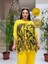 VL3009 Yarasa Kol Baskılı Vual Bluz Sarı 5