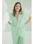 Yeşil Papatya Desenli Önden Bağlamalı Pijama Takımı 2