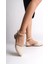 Monıca Tokalı Ortopedik Rahat Taban Taş Detaylı Kadın Babet Ayakkabı Kt - Krem 1