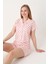 Pembe Berry Şortlu Crop Önden Düğmeli Pijama Takımı 1