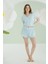 Mavi Ribbon Şortlu Pijama Takımı 2
