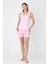 Pembe Çizgili Askılı Şortlu Pijama Takım 3