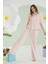 Pembe Çizgili Önden Düğmeli Pijama Takımı 1