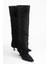 Zach Siyah Süet Diz Üstü Kadın Kısa Topuklu Çizme 1