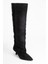 Zach Siyah Süet Diz Üstü Kadın Kısa Topuklu Çizme 3