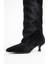 Zach Siyah Süet Diz Üstü Kadın Kısa Topuklu Çizme 4