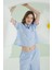 Mavi Kurdele Önden Düğmeli Pijama Takım 2
