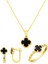 Siyah Taşlı Yonca 14 Ayar Altın Takı Seti 1