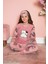 Kız Çocuk Welsoft Kumaş-Göz Bantlı Kedicik Baskılı Pijama Takımı 12282 1