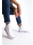 JY0423 Axe Bağcıklı Keten Kumaş Erkek Günlük Sneaker Ayakkabı Kbt - Beyaz 2