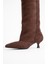 Zach Kahverengi Süet Diz Üstü Kadın Kısa Topuklu Çizme 4