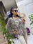 YG86206 Italyan Leopar Şal Desen Fularlı Bluz Beyaz 1