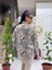 YG86206 Italyan Leopar Şal Desen Fularlı Bluz Beyaz 2