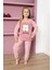 Kız Çocuk Welsoft Kumaş-Göz Bantlı Kedi ve Kalp Baskılı Pijama Takımı 12289 2