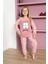 Kız Çocuk Welsoft Kumaş-Göz Bantlı Kedi ve Kalp Baskılı Pijama Takımı 12289 4
