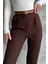 Kadın Dar Paça Pileli Kemerli Mevsimlik Kumaş Pantolon Kahve Kahve / 40 2