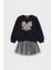 Kız Çocuk Normal Kalıp Leopar Desenli Tül Etekli 2'li Takım - Siyah 1