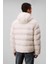 Erkek Normal Kalıp Dik Yaka Monogram Aplikeli Şişme Mont - Ekru 2