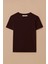 Kadın Yuvarlak Yaka Kısa Kollu Basic T-Shirt - Kahverengi 5