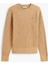 Kadın Bisiklet Yaka Saç Örgülü Pamuklu Triko Kazak - Camel 5