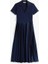 Kadın 1985 Midi Kruvaze Eteği Piliseli Polo Elbise - Lacivert 4