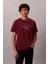 Erkek Regular Fit Grafik Monogram Baskılı T-Shirt - Bordo 1