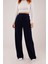 Yüksek Bel Bol Paça Krep Lacivert Pantolon 2
