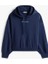 Kadın Rahat Kalıp Düşük Omuzlu Kapüşonlu Sweatshirt - Lacivert 5