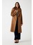 Kadın Karole Yün Karışımlı Kaban - Kahverengi 2