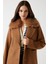 Kadın Karole Yün Karışımlı Kaban - Kahverengi 4