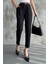 Kadın Dar Paça Pileli Kemerli Mevsimlik Kumaş Pantolon Siyah Siyah / 44 5