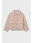 Kız Çocuk Rahat Kalıp Cepli Dokulu Triko Ceket - Bej 1