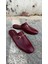 Bordo Cilt Tokalı Düz Model Terlik 3